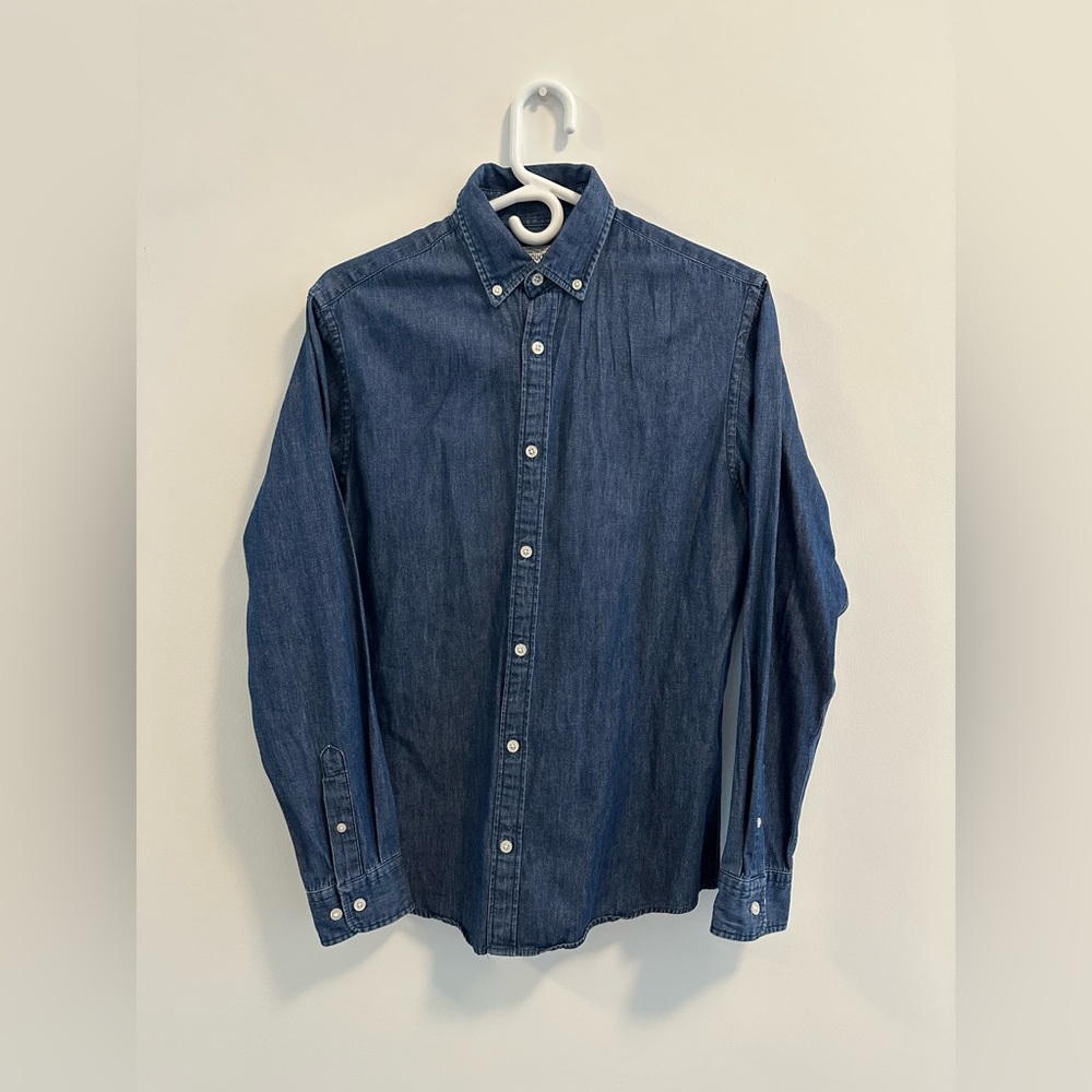 Dark denim look button down